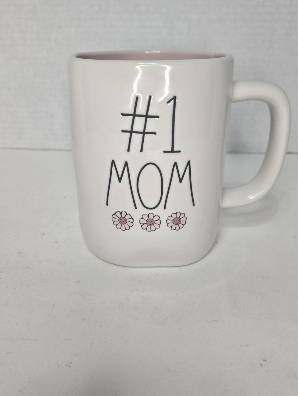 Rae Dunn #1 MOM Coffee Mug | Artisan Collection | Pink Interior